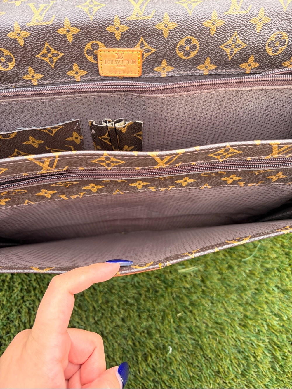 LV Brown Monogram Briefcase with Tan Leather Trim - Picture 5 of 16